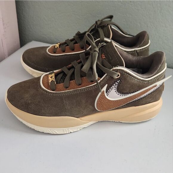 Nike Lebron XX Olive and Tan Low Top Suede Sneakers UK 4.5 EU 37.5 - Picture 7 of 7